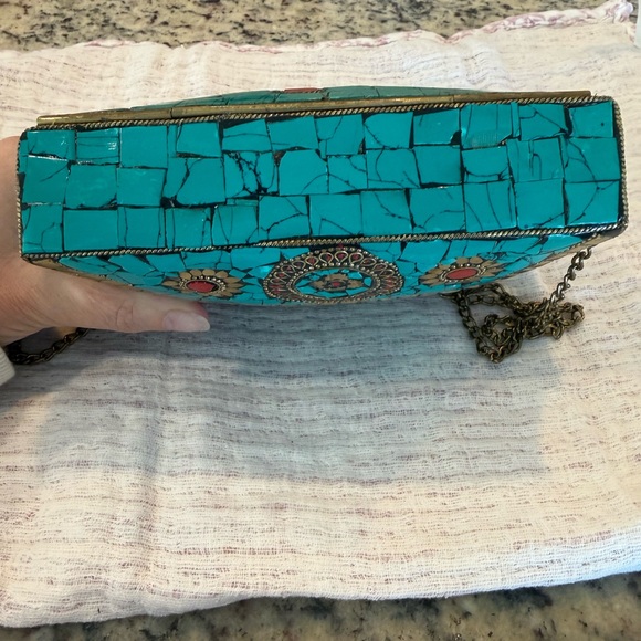 Antik Kraft Turquoise and Red Mosaic Clutch - Picture 5 of 12